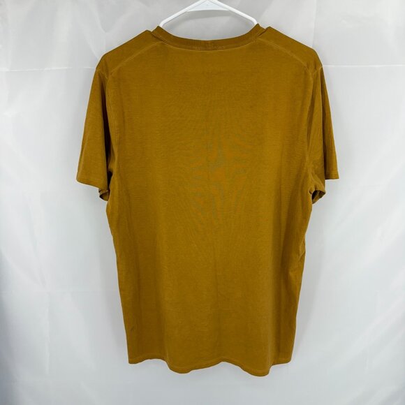 Lululemon Women 12 All Yours Cotton T Shirt Mustard Gold Crew Neck Pullover Top - Picture 4 of 7